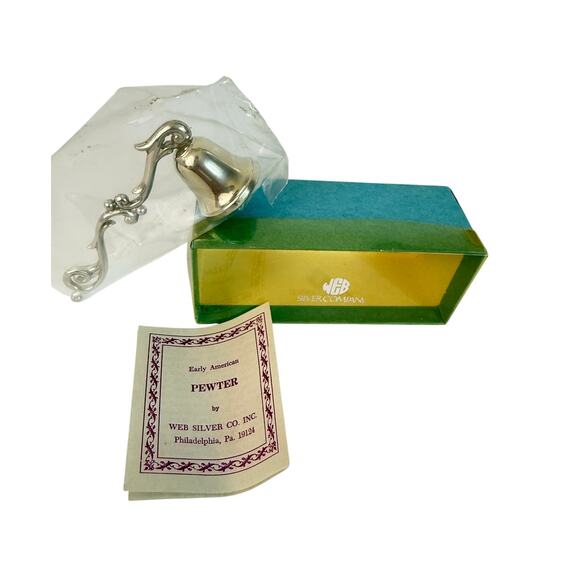 Early American Pewter Candle Snuffer Web Silver Co Philadelphia 4" New in Box - Picture 1 of 9